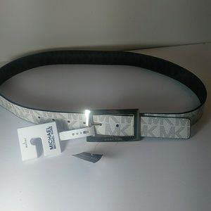 Michael Kors Reversible Belt White/Black Gold Trim